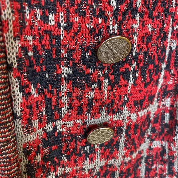 Misook Red and Black Plaid Hook Front Knit Blazer - Picture 3 of 7